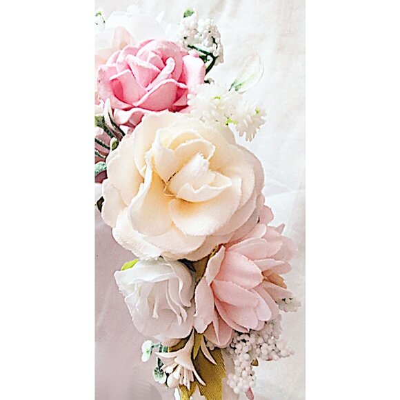 Pink Flower Crown White Garland Floral Hair Accessory Renfaire Cosplay Coquette - Picture 4 of 4